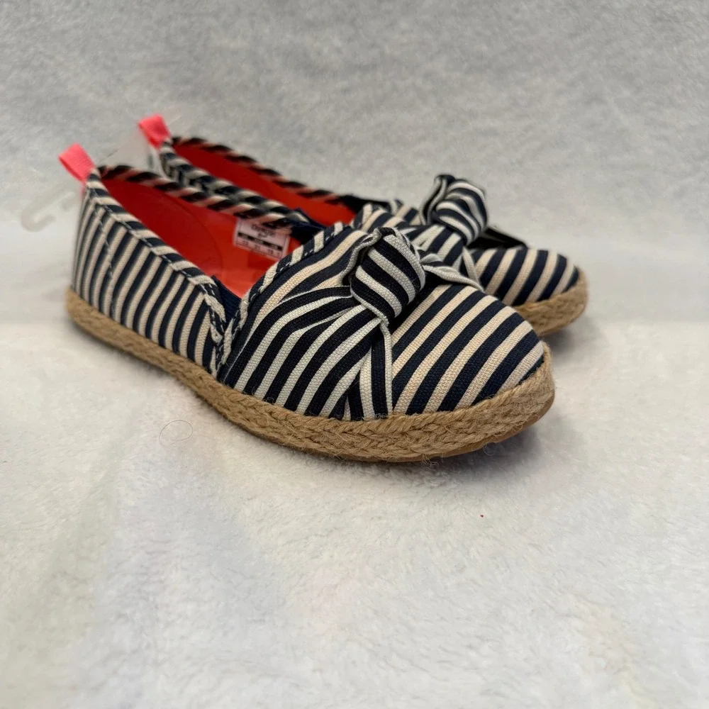 OshKosh Bgosh Kids Girls Navy White Striped Flat Shoes Size 13‎ Slip On